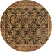 Round Machine Washable Persian Brown Traditional Rug, wshtr1581brn