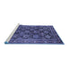 Sideview of Machine Washable Persian Blue Traditional Rug, wshtr1581blu