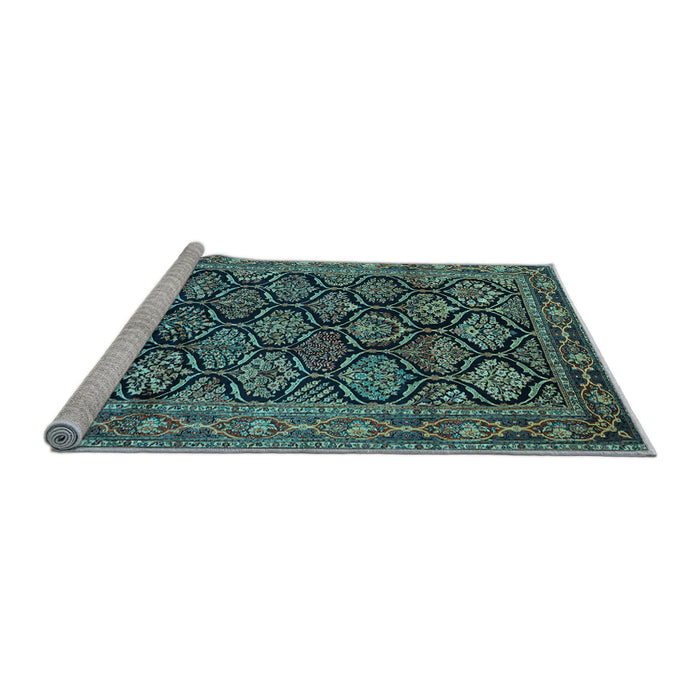 Sideview of Machine Washable Persian Light Blue Traditional Rug, wshtr1581lblu