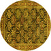 Round Persian Yellow Traditional Rug, tr1581yw