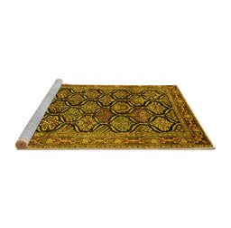 Sideview of Machine Washable Persian Yellow Traditional Rug, wshtr1581yw