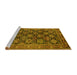 Sideview of Machine Washable Persian Yellow Traditional Rug, wshtr1581yw