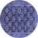 Round Machine Washable Persian Blue Traditional Rug, wshtr1581blu