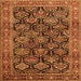 Round Machine Washable Persian Orange Traditional Area Rugs, wshtr1581org