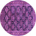 Round Machine Washable Persian Purple Traditional Area Rugs, wshtr1581pur