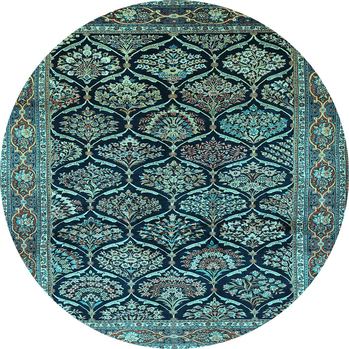 Round Persian Light Blue Traditional Rug, tr1581lblu