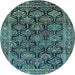 Round Persian Light Blue Traditional Rug, tr1581lblu