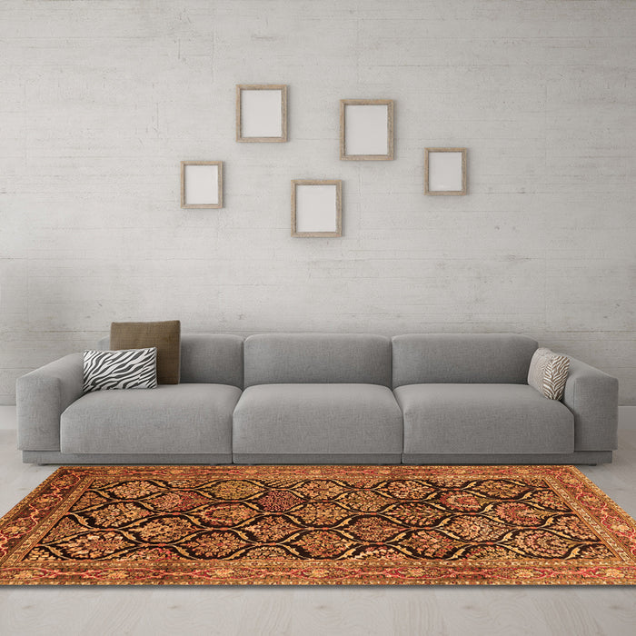 Machine Washable Persian Orange Traditional Area Rugs in a Living Room, wshtr1581org