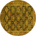 Round Machine Washable Persian Yellow Traditional Rug, wshtr1581yw