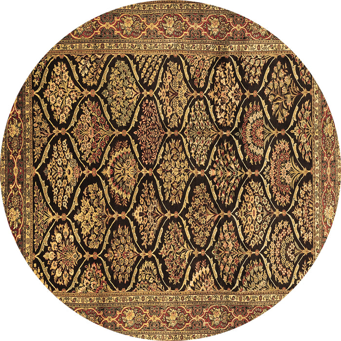 Round Persian Brown Traditional Rug, tr1581brn