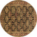 Round Persian Brown Traditional Rug, tr1581brn