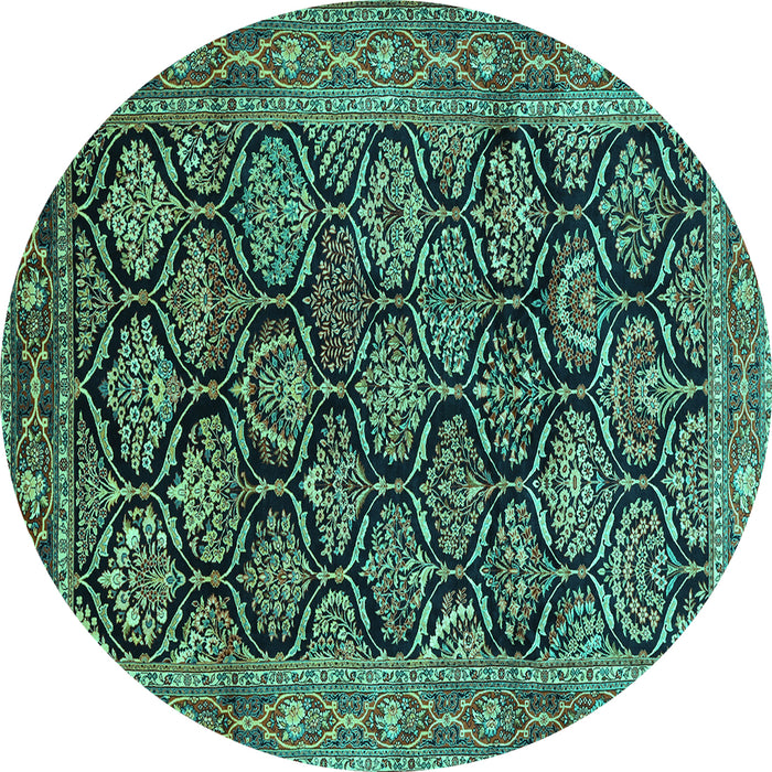 Round Persian Turquoise Traditional Rug, tr1581turq