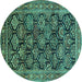 Round Persian Turquoise Traditional Rug, tr1581turq