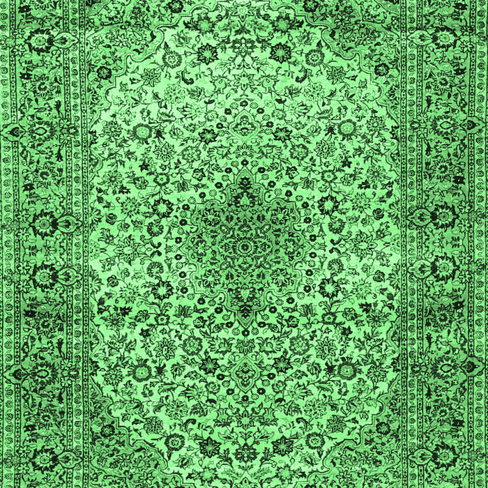 Machine Washable Medallion Emerald Green Traditional Area Rugs, wshtr1582emgrn