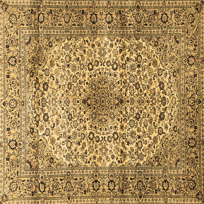 Square Machine Washable Medallion Brown Traditional Rug, wshtr1582brn