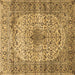 Square Machine Washable Medallion Brown Traditional Rug, wshtr1582brn