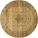 Round Medallion Brown Traditional Rug, tr1582brn