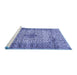 Sideview of Machine Washable Medallion Blue Traditional Rug, wshtr1582blu