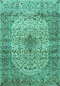 Medallion Turquoise Traditional Rug, tr1582turq