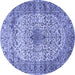 Round Medallion Blue Traditional Rug, tr1582blu