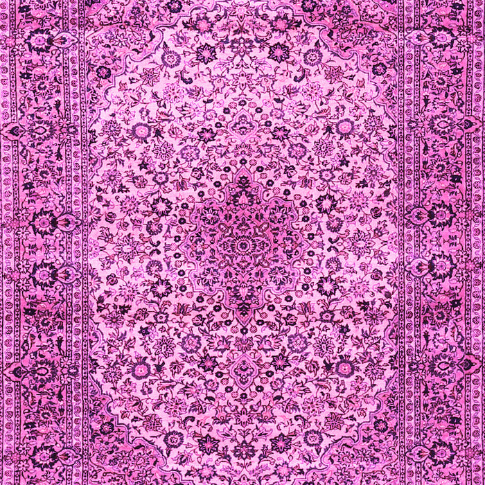 Machine Washable Medallion Pink Traditional Rug, wshtr1582pnk