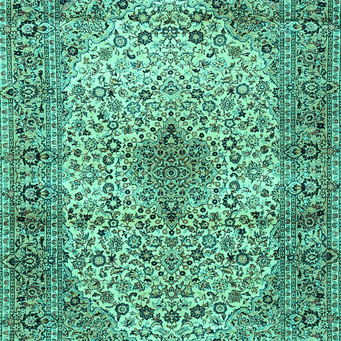 Machine Washable Medallion Turquoise Traditional Area Rugs, wshtr1582turq