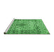 Sideview of Machine Washable Medallion Emerald Green Traditional Area Rugs, wshtr1582emgrn