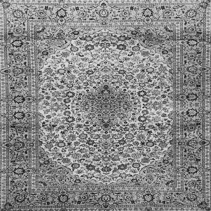 Round Machine Washable Medallion Gray Traditional Rug, wshtr1582gry