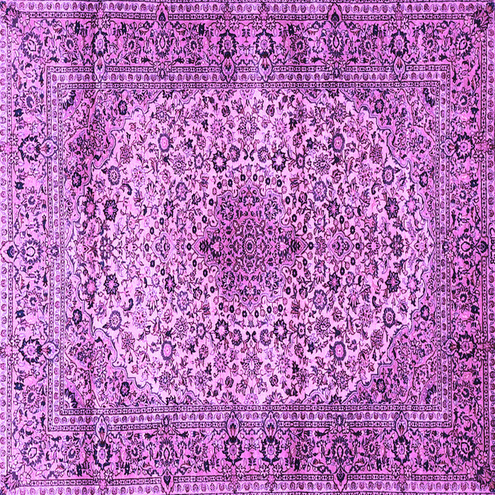 Square Machine Washable Medallion Purple Traditional Area Rugs, wshtr1582pur