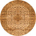 Square Medallion Orange Traditional Rug, tr1582org