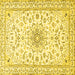 Square Medallion Yellow Traditional Rug, tr1583yw