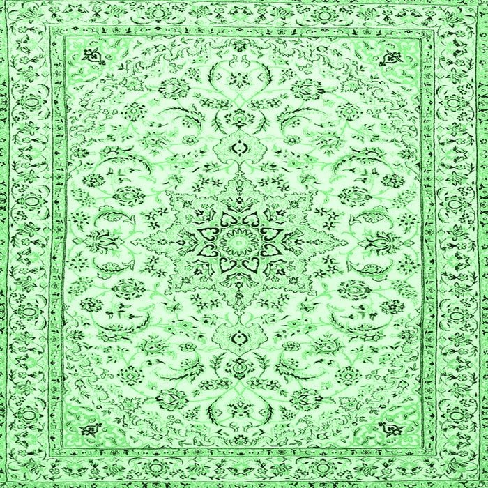 Square Medallion Emerald Green Traditional Rug, tr1583emgrn