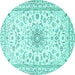 Round Medallion Turquoise Traditional Rug, tr1583turq