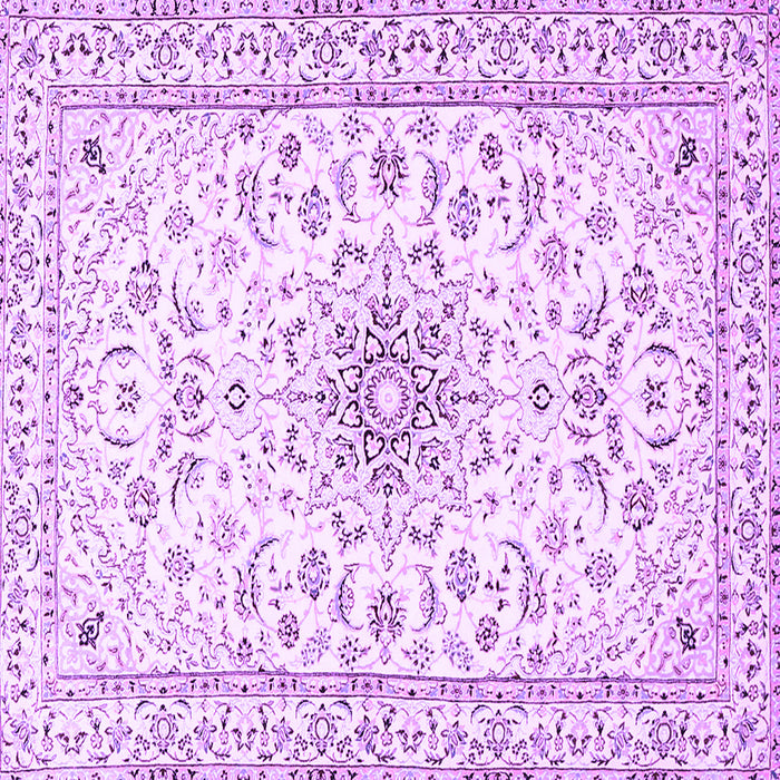 Square Machine Washable Medallion Purple Traditional Area Rugs, wshtr1583pur