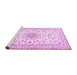 Sideview of Machine Washable Medallion Pink Traditional Rug, wshtr1583pnk