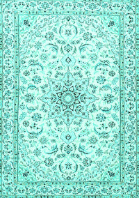 Medallion Turquoise Traditional Rug, tr1583turq