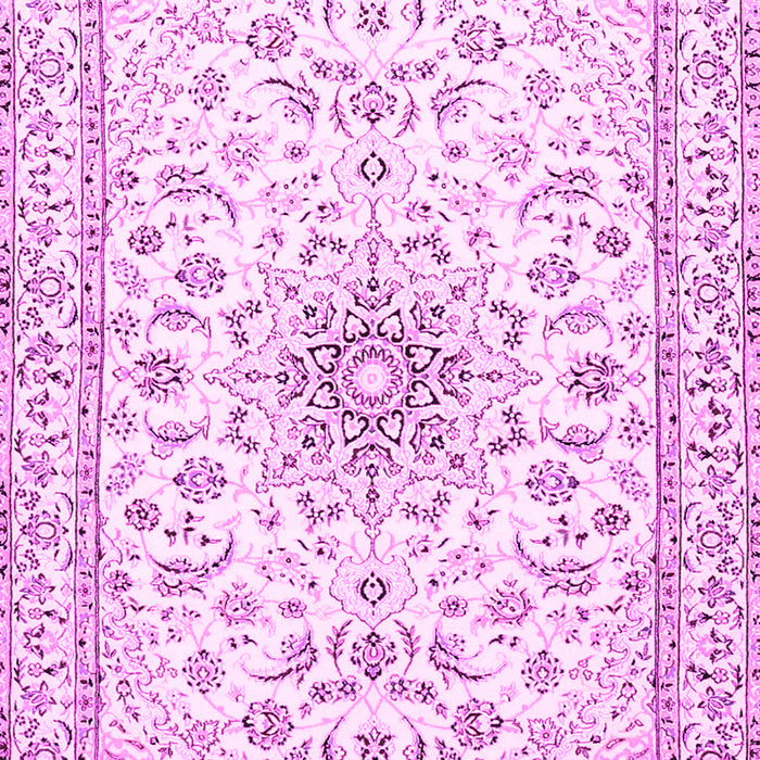 Machine Washable Medallion Pink Traditional Rug, wshtr1583pnk