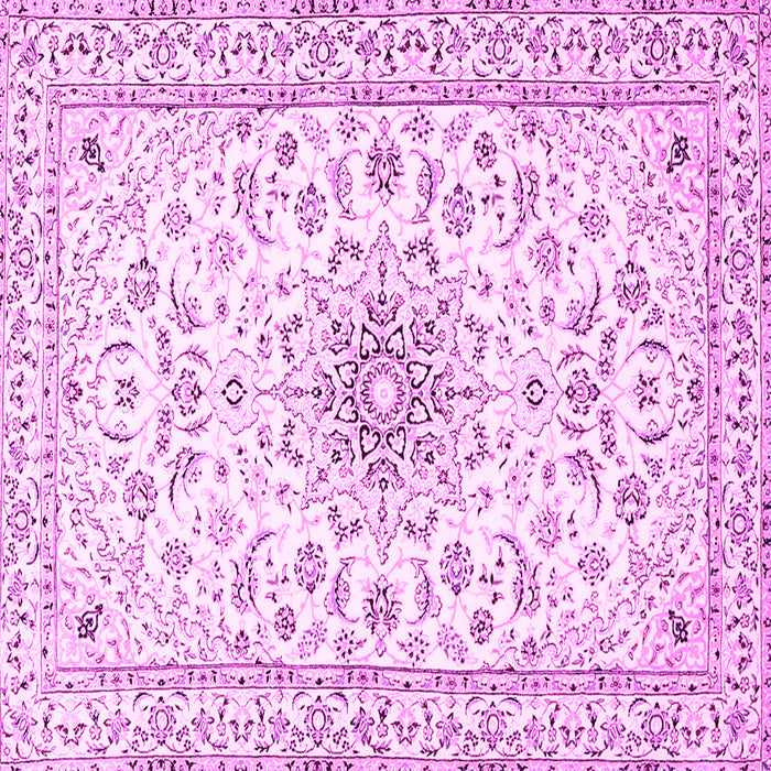 Square Machine Washable Medallion Pink Traditional Rug, wshtr1583pnk