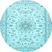 Round Medallion Light Blue Traditional Rug, tr1583lblu