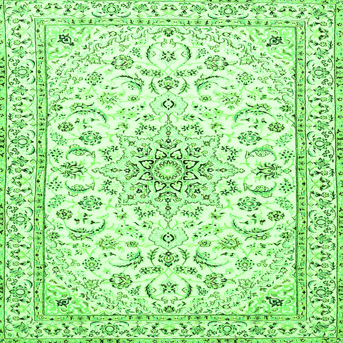 Round Machine Washable Medallion Green Traditional Area Rugs, wshtr1583grn