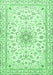 Machine Washable Medallion Emerald Green Traditional Area Rugs, wshtr1583emgrn