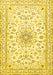 Machine Washable Medallion Yellow Traditional Rug, wshtr1583yw