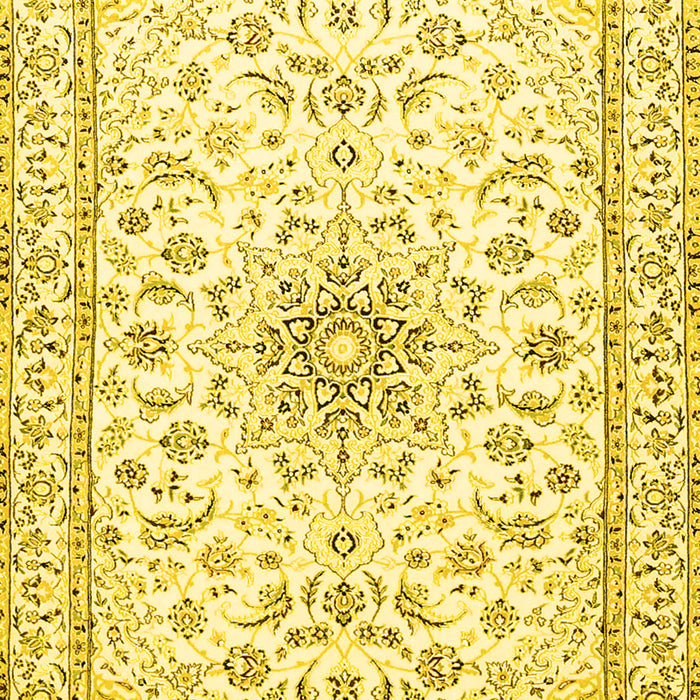 Machine Washable Medallion Yellow Traditional Rug, wshtr1583yw