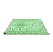 Sideview of Machine Washable Medallion Emerald Green Traditional Area Rugs, wshtr1583emgrn