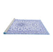 Sideview of Machine Washable Medallion Blue Traditional Rug, wshtr1583blu