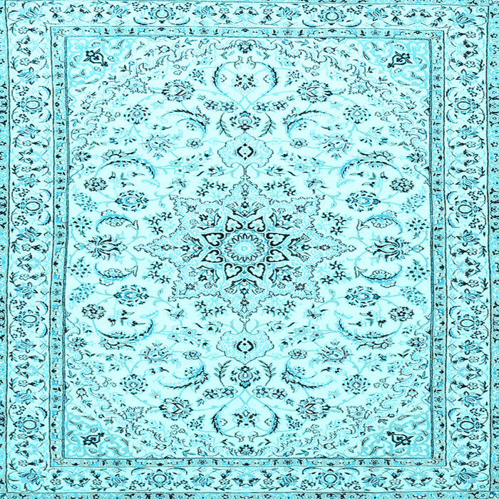 Square Medallion Light Blue Traditional Rug, tr1583lblu