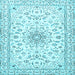 Square Medallion Light Blue Traditional Rug, tr1583lblu