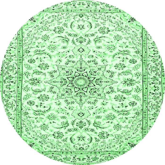Round Medallion Emerald Green Traditional Rug, tr1583emgrn