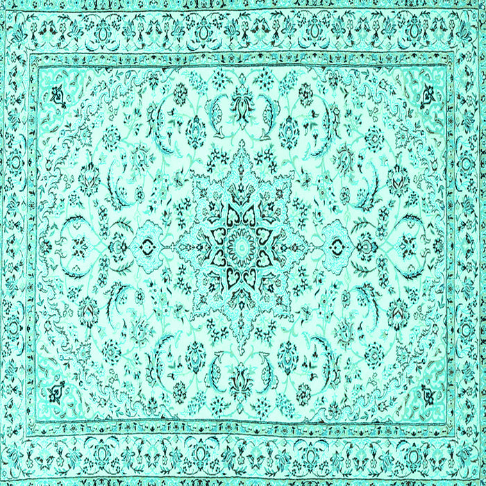 Square Medallion Turquoise Traditional Rug, tr1583turq