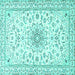 Square Medallion Turquoise Traditional Rug, tr1583turq